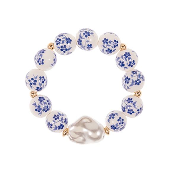 Flower Printed Ceramic Ball Bracelet - Picture 2 of 2
